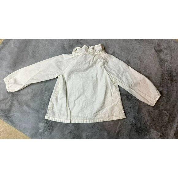 Janie and Jack Baby Girls 18-24 Months White High Neck Heart Embroidered LS Cott - Picture 2 of 11